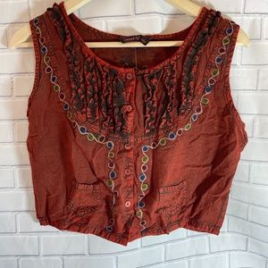 Sacred Threads Cranberry Red Crop Tank Top NWT O/S